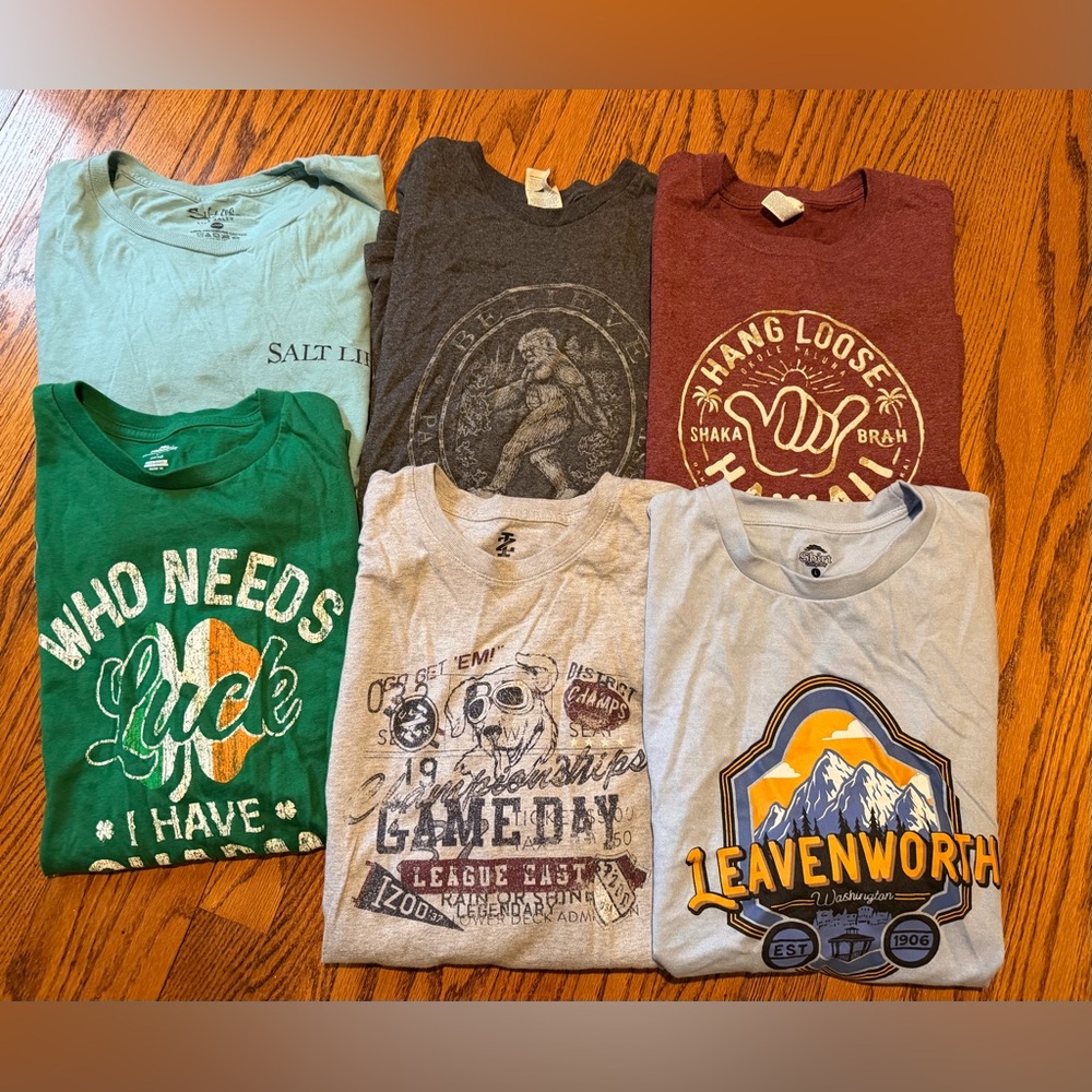 (6) Men's Graphic Tees- Size Large
